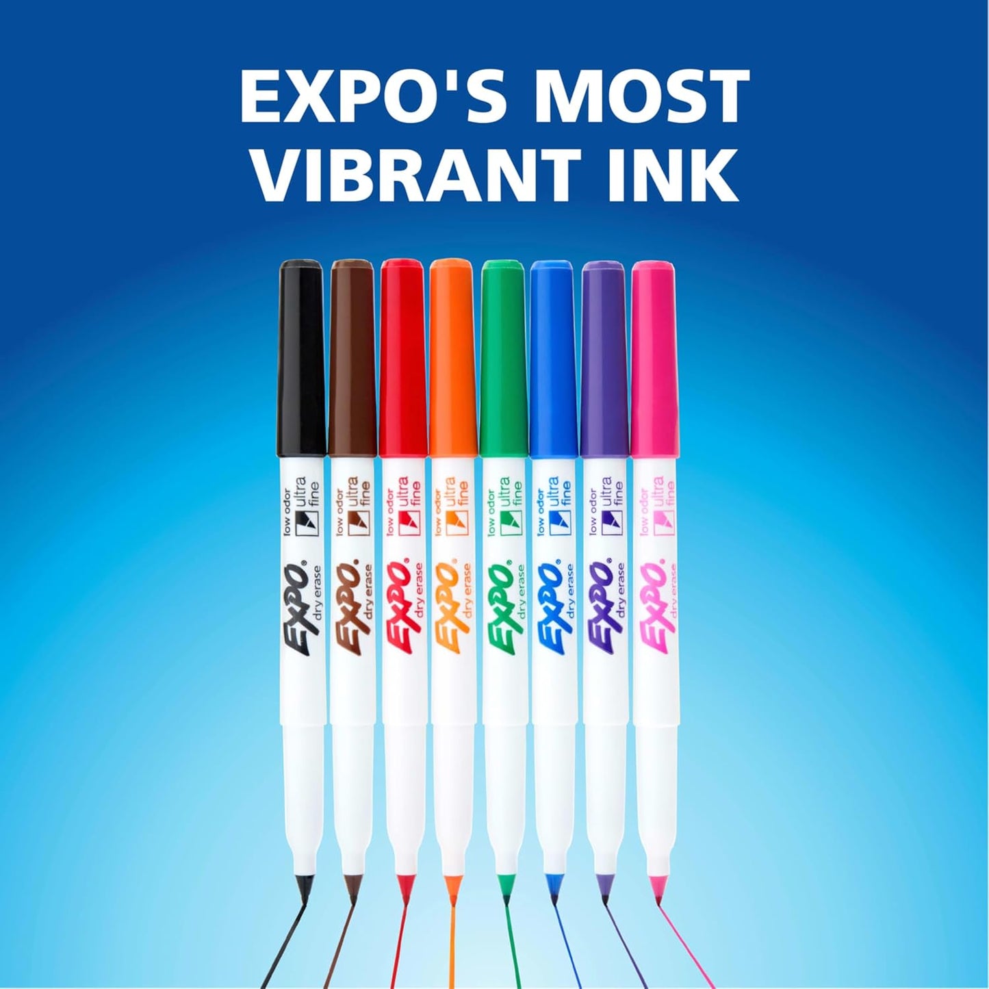 EXPO Dry Erase Markers, Low Odor Ink, Assorted Colors, Ultra Fine Tip,