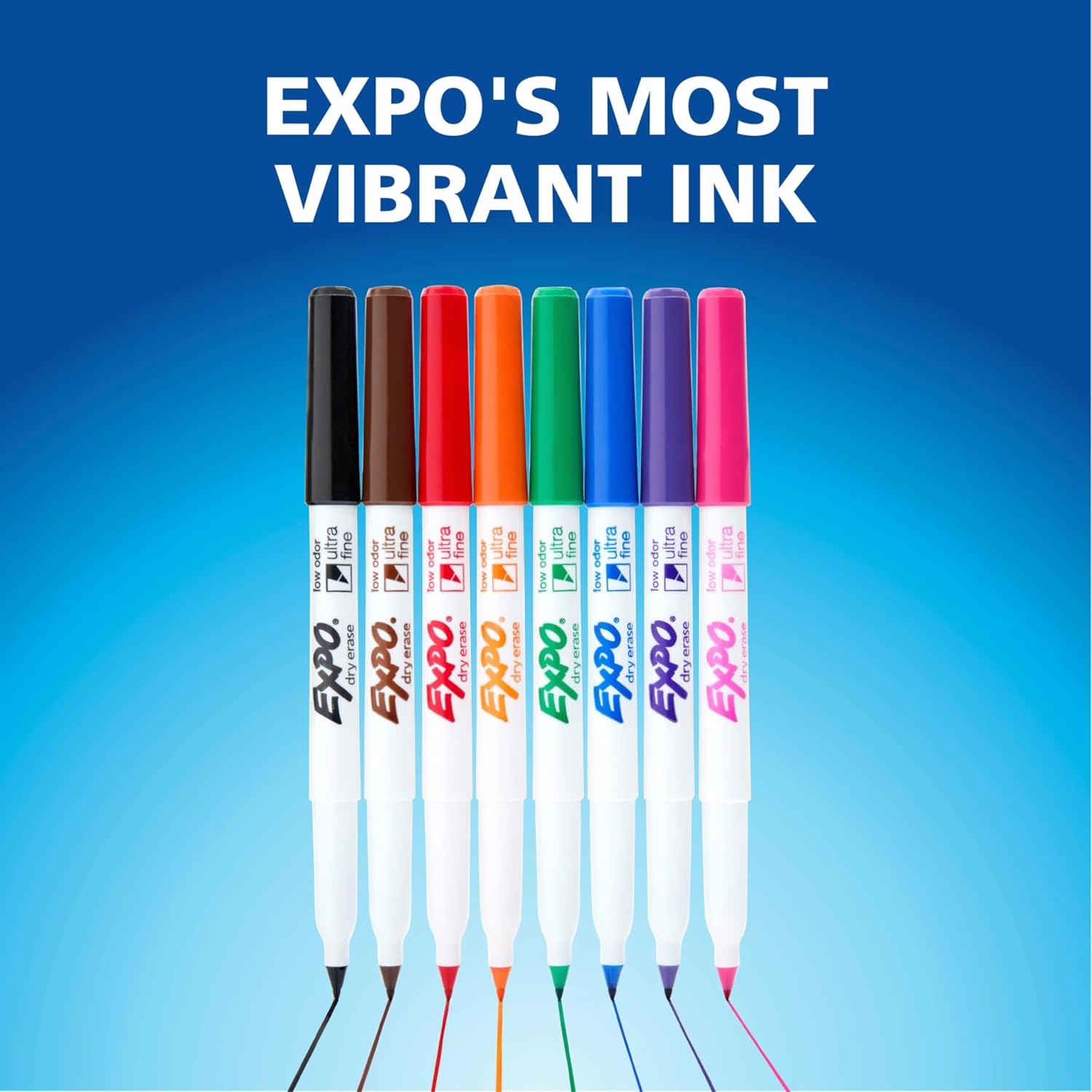 EXPO Dry Erase Markers, Low Odor Ink, Assorted Colors, Ultra Fine Tip,