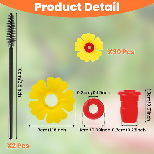 30 Pcs Hummingbird Feeder Replacement Flowers, Yellow Pet Replacement 