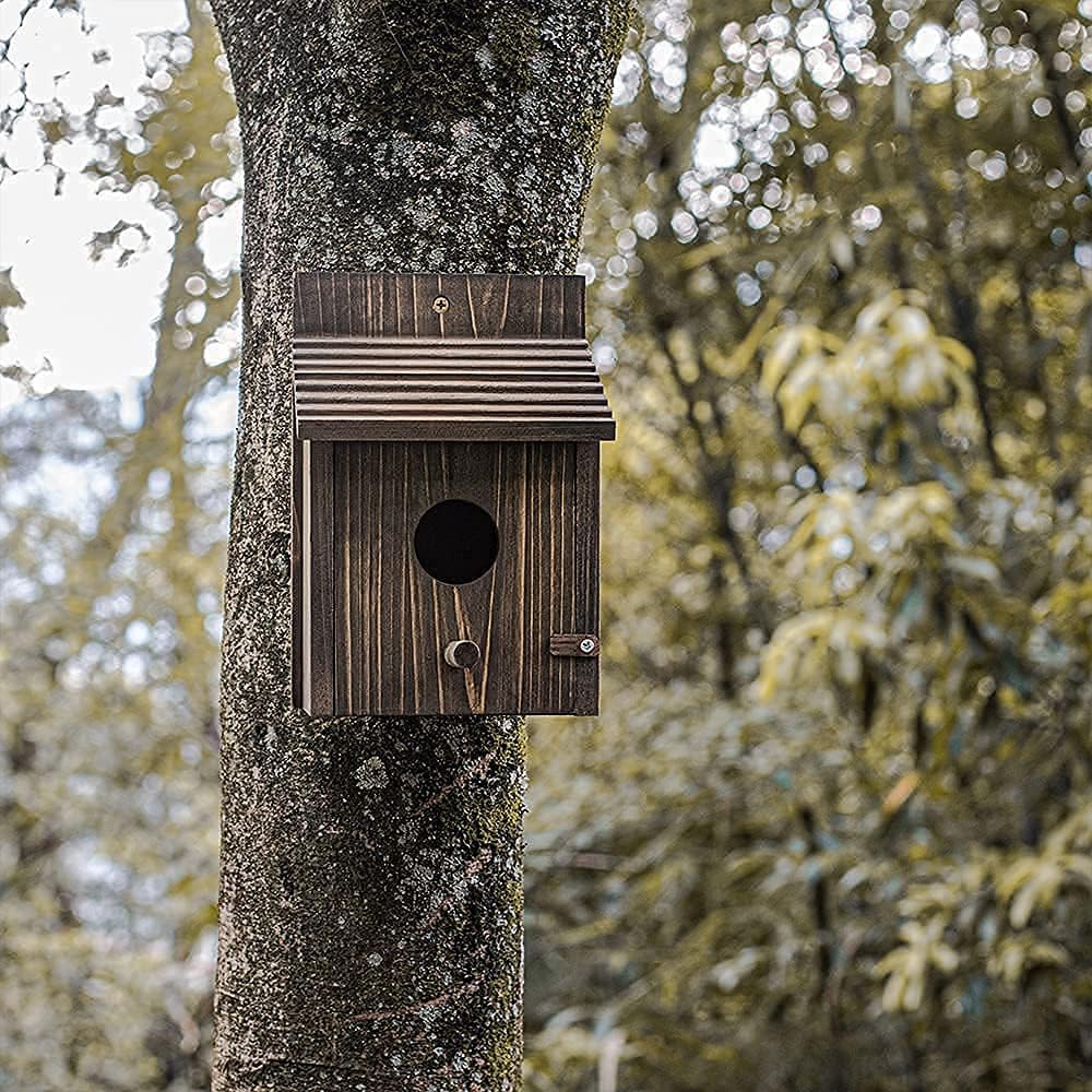 Weatherproof Bird House, Wooden Bird Houses for Outside with Pole, Durable Birdhouse for Finch, Bluebird, Cardinals, Hanging Birdhouse Garden Country Cottages