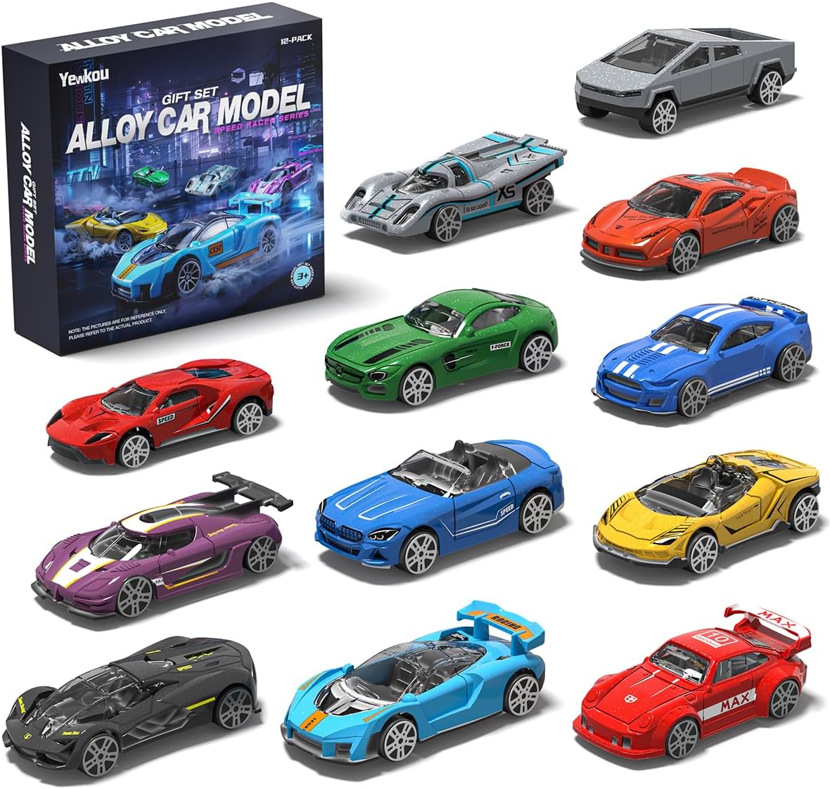 1:64 Scale Die-Cast Metal Toy Cars 12-Pack Vehicles Set, Includes Pick