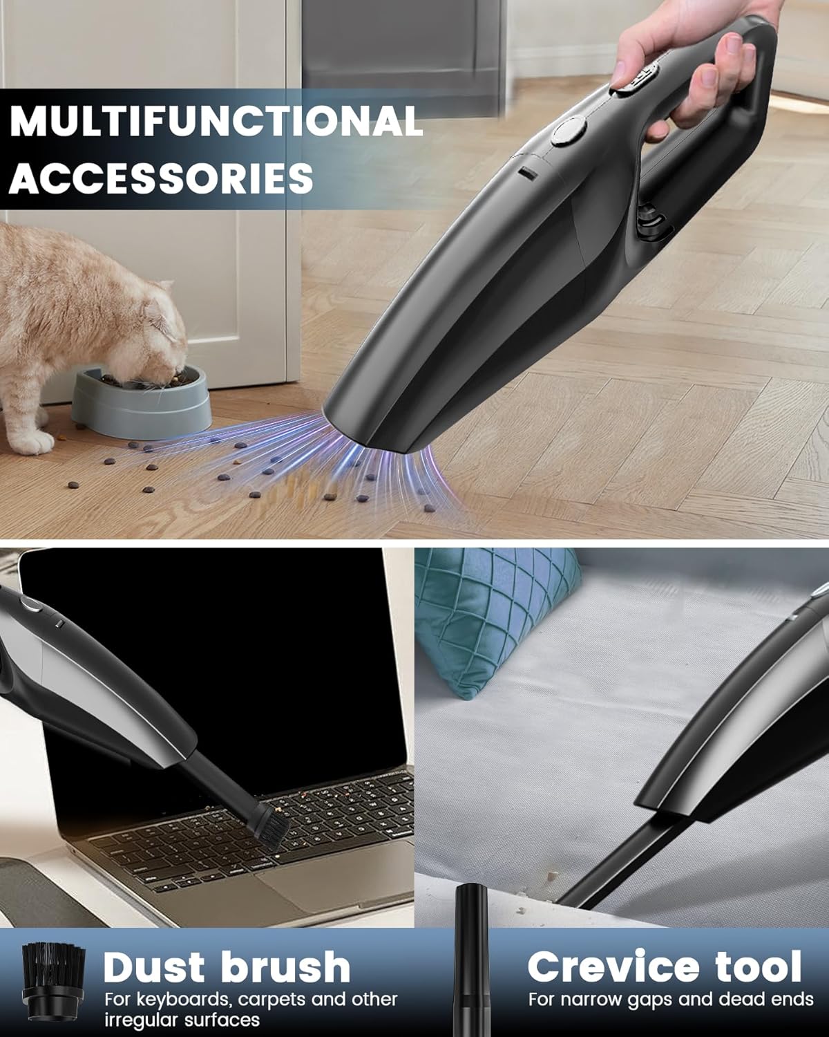 Handheld Vacuum Cordless, Car Vacuums Powerful with Rechargeable Batte