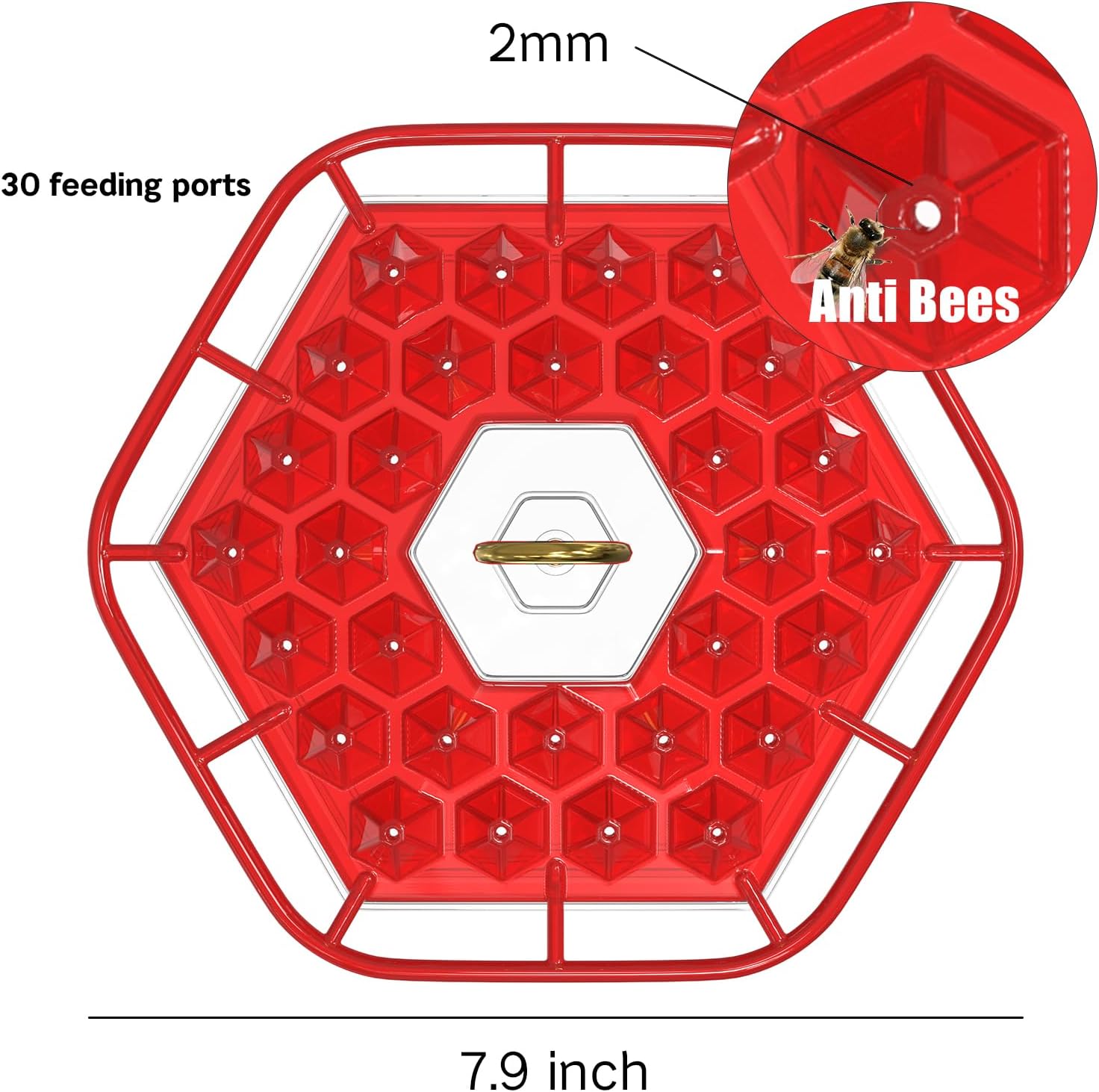 1-Pack 12oz Hummingbird Feeders for Outdoor – 30 Feeding Ports, Leak-P
