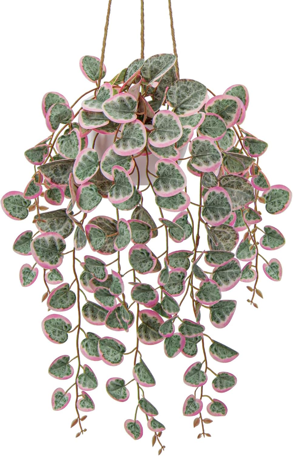 Briful Artificial Hanging Plants with Pot 17'' Fake String of Heart Plants Faux Plants Indoor for Home Office Room Garden Balcony Patio Front Door Hanging Decor