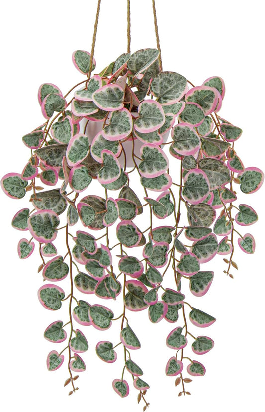 Briful Artificial Hanging Plants with Pot 17'' Fake String of Heart Plants Faux Plants Indoor for Home Office Room Garden Balcony Patio Front Door Hanging Decor