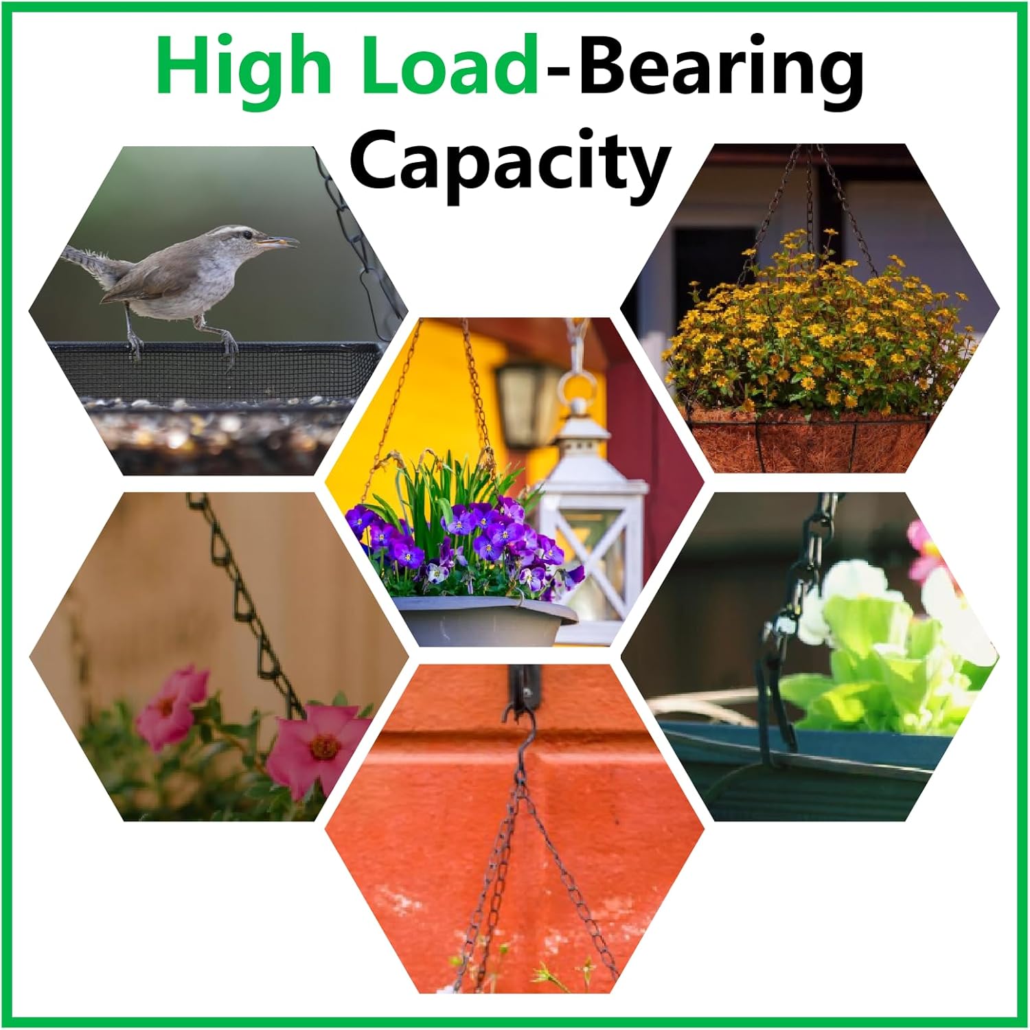 BDS-HOME 16inch Hanging Baskets Chains 3 Leads Hanging Chains Flower P