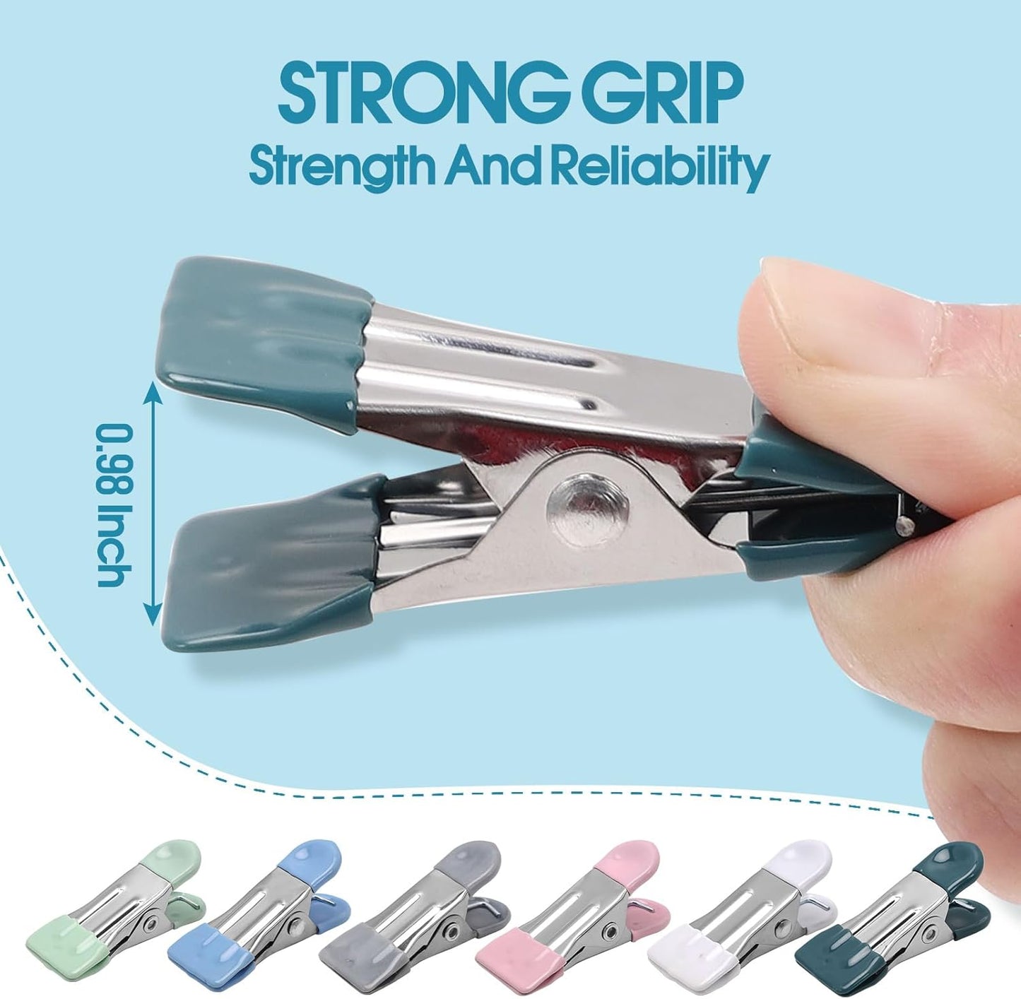 Clothes Pins Heavy Duty 30 Pack, 2.17 Inch Metal Chip Clips, Clothespi