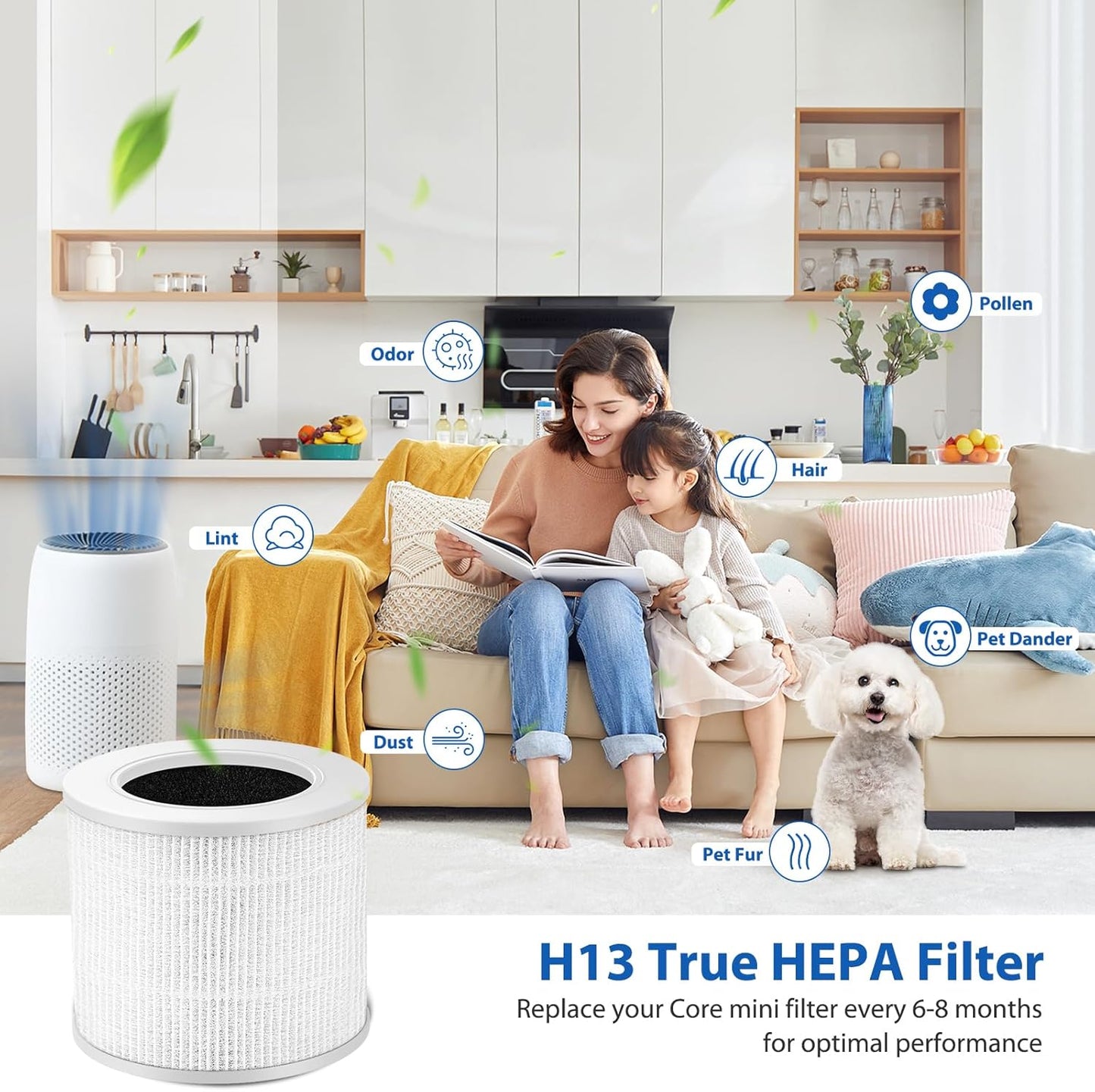 2 Pack Core Mini Filter H13 True HEPA Filters for LEVOIT Core Mini Cor