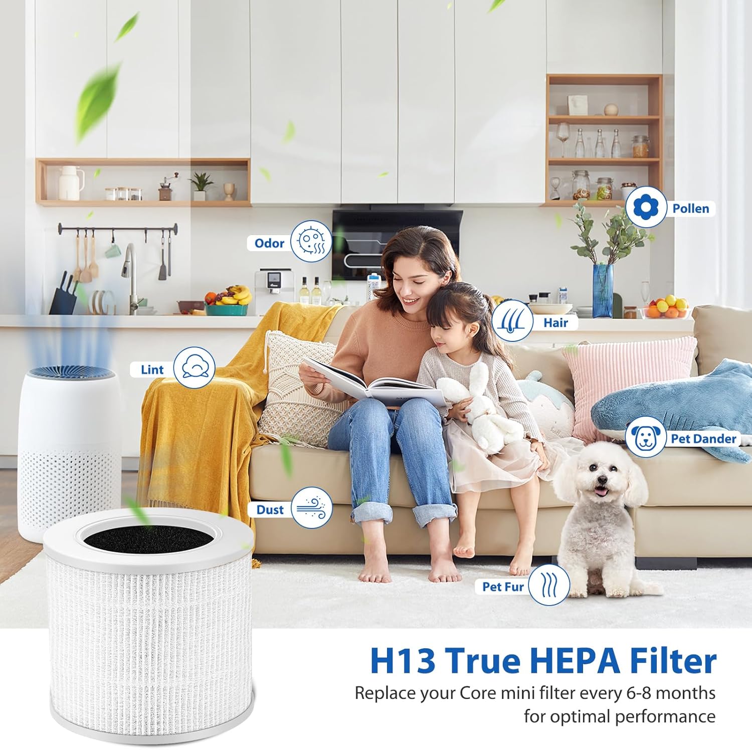 2 Pack Core Mini Filter H13 True HEPA Filters for LEVOIT Core Mini Cor