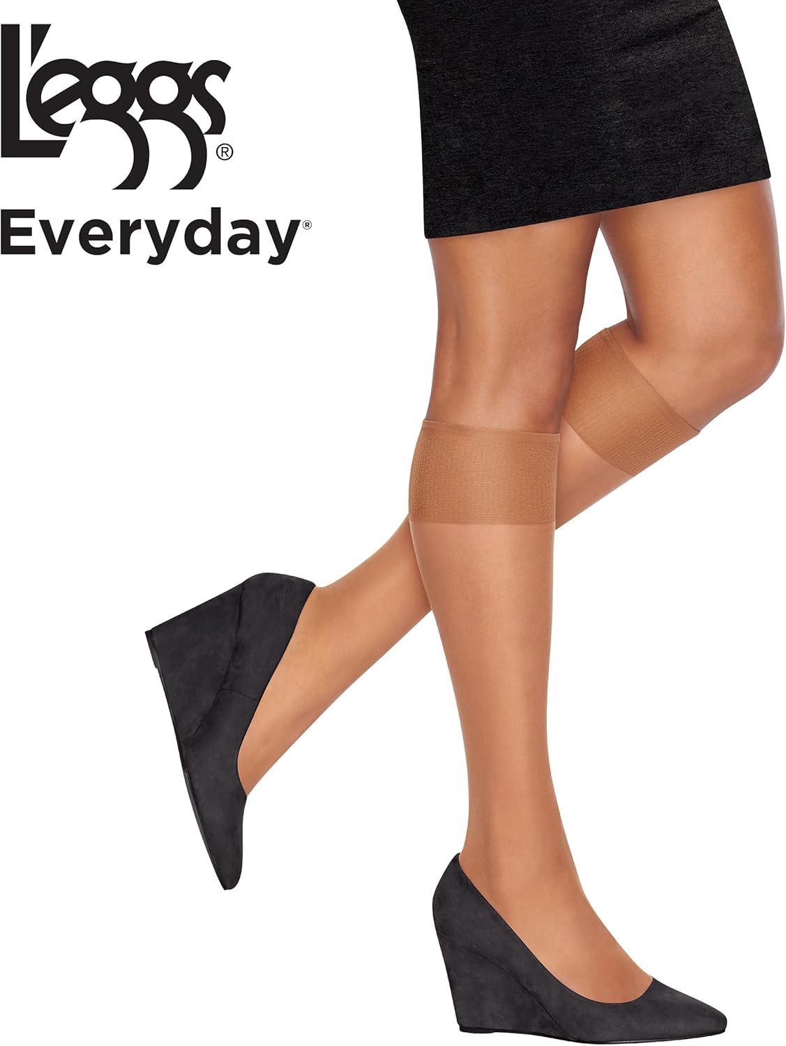 L'eggs Everyday Women's Knee High Stockings, Reinforced Toe, 100% Nylo