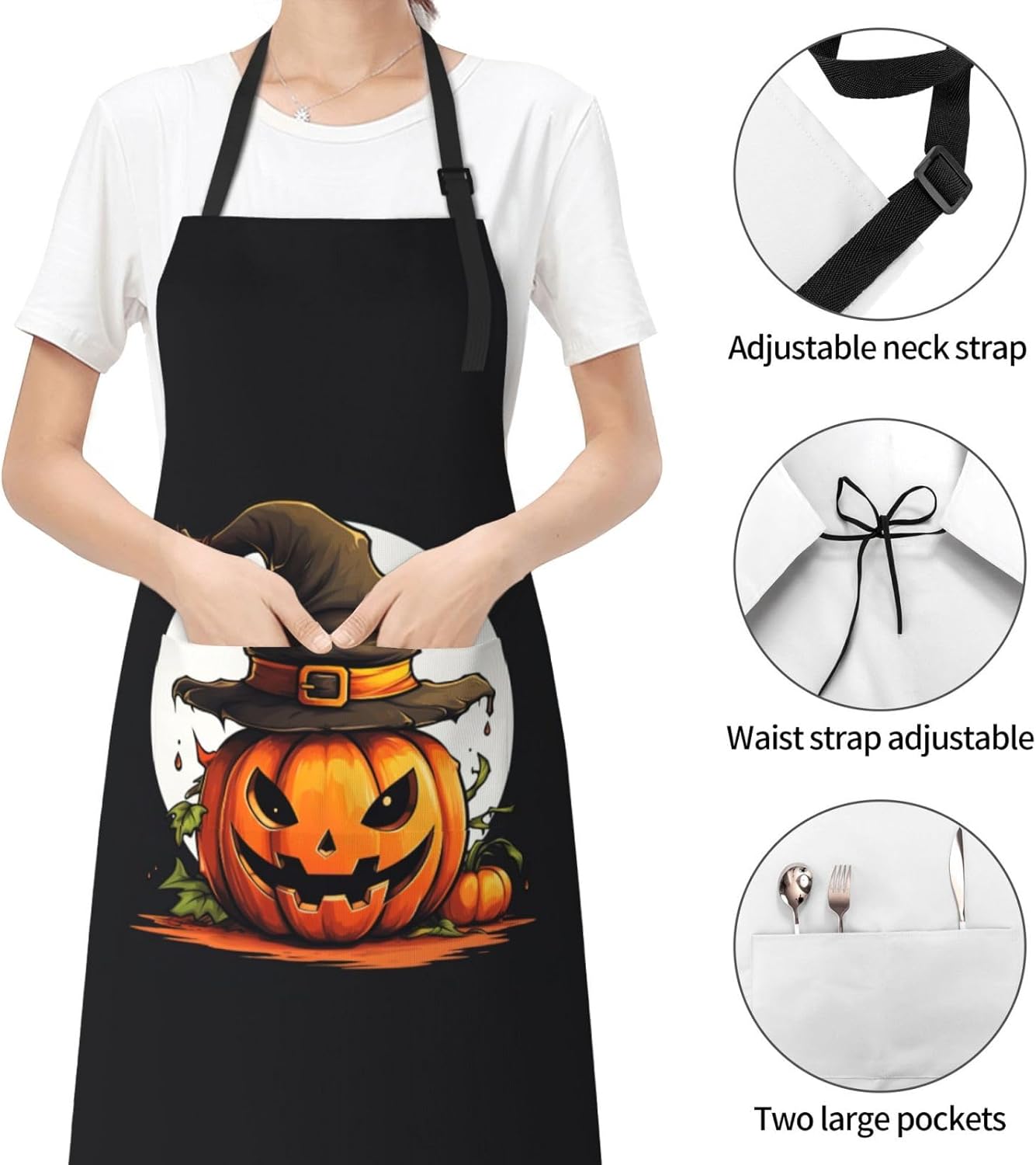 halloween cute pumpkin print Waterproof chef's apron with pocket apron