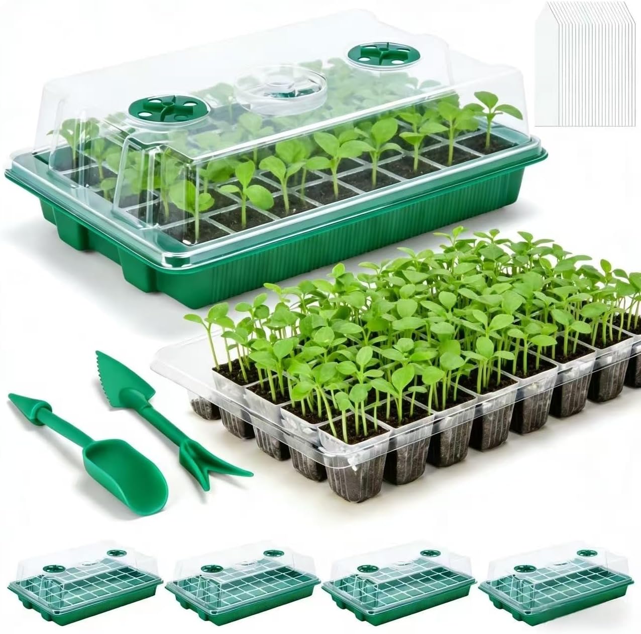 5 Pack Seed Starter Tray Seed Starter Kit (200 Cells Total Tray) with 