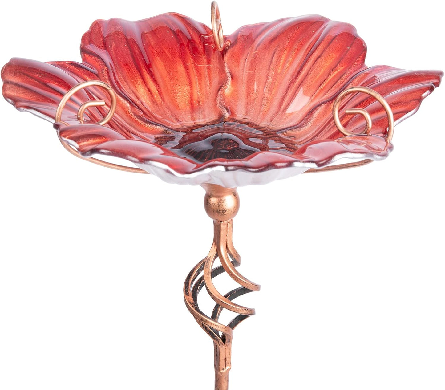 MUMTOP 31 Inch Height Glass Birdbath Birdfeeder with Metal Stake Garde