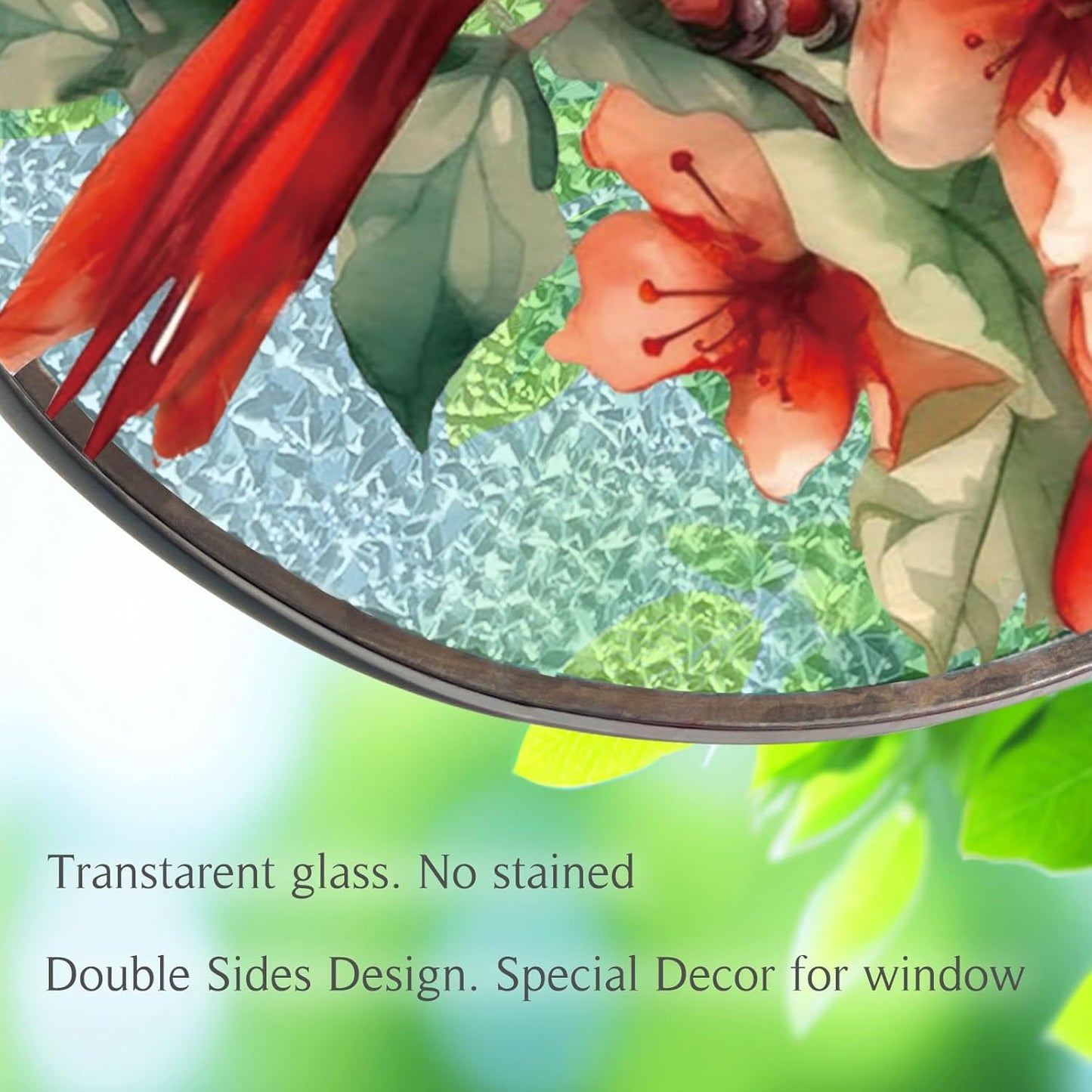 FONMY Cardinal Glass Suncatcher Window Hanging Decor., Red Cardinal Xmas Gifts for Women, Mom, Bird Lover,Red Bird Suncatchers for Windows,Home & Garden, Hand Painted Glass Christmas Ornament,(6inch)