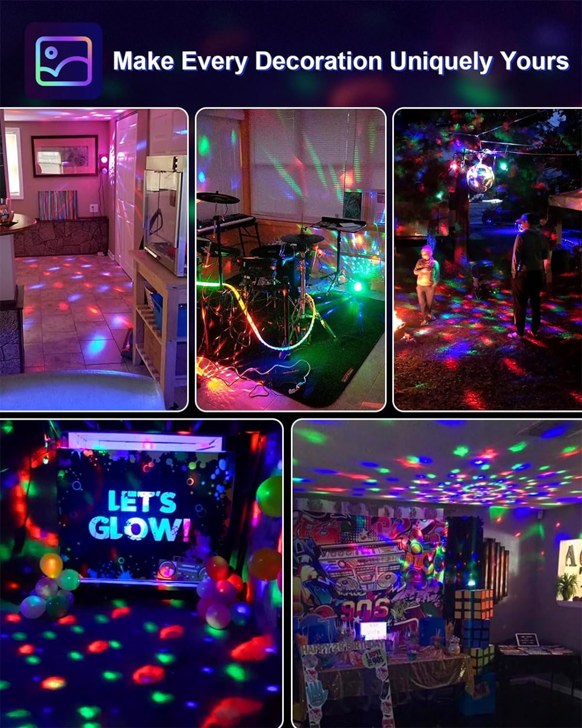Luditek 2-Pack Sound Activated Party Lights with Remote Control, Disco