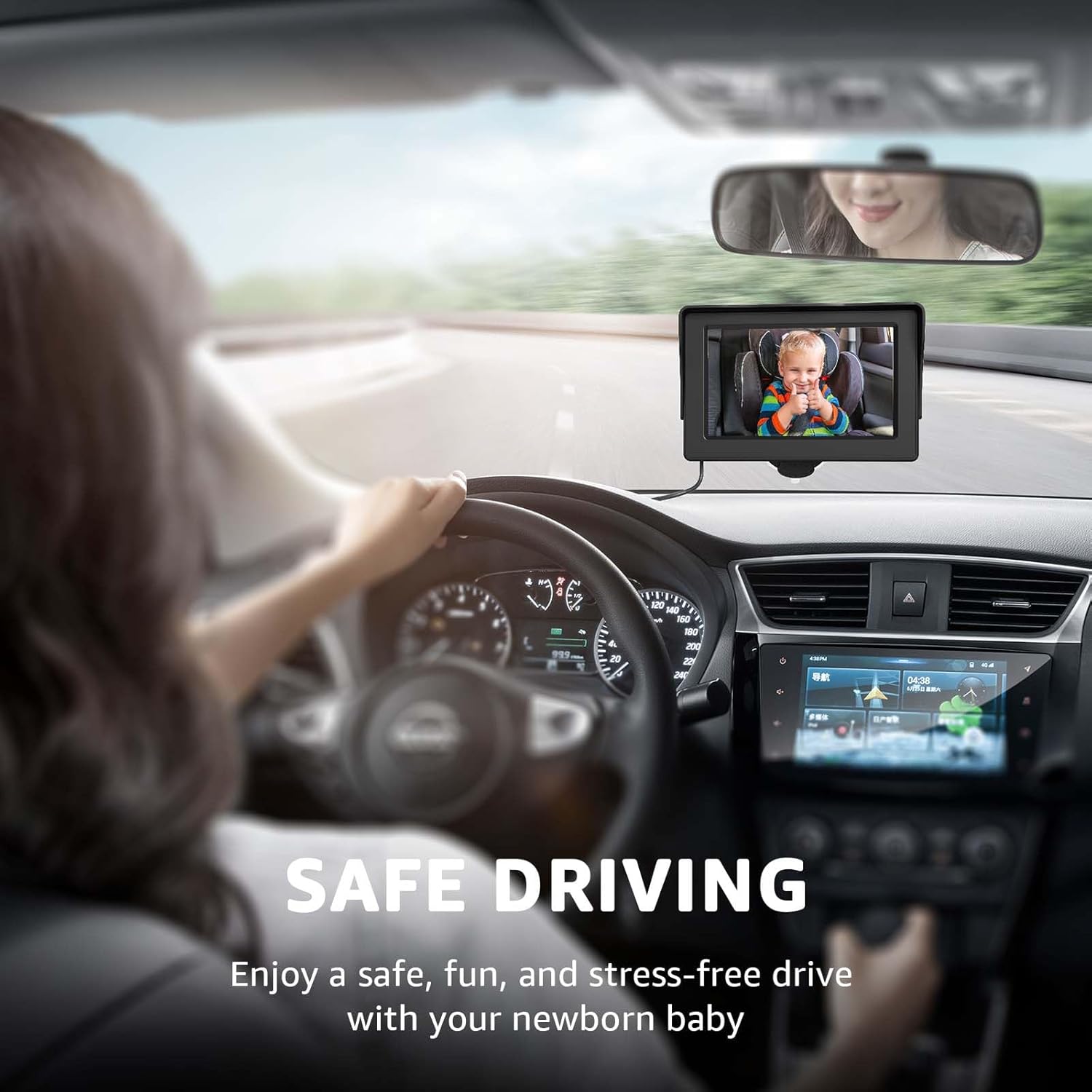 Baby Car Camera, HD Display Baby Car Mirror with Night Vision Feature,