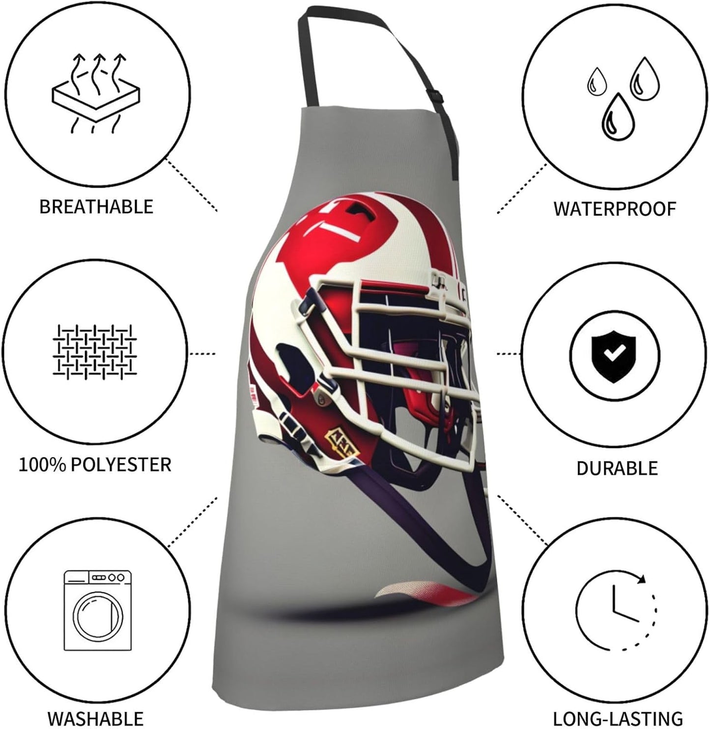 American Football Print Laundry apron 28x33 In Waterproof Kitchen Apron with Pockets for Cooking Baking