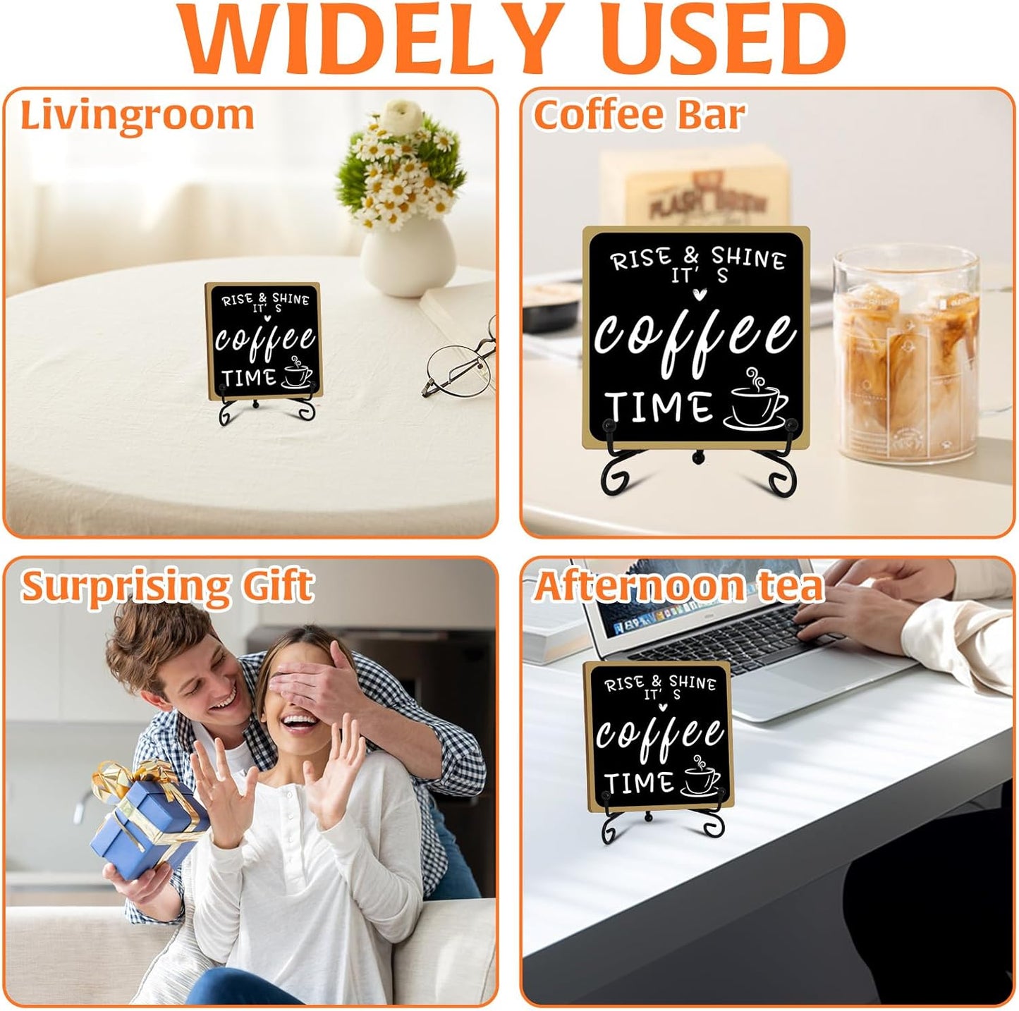 Wooden Coffee Bar Sign Coffee Bar Decor, Coffee Bar Decorations Black 