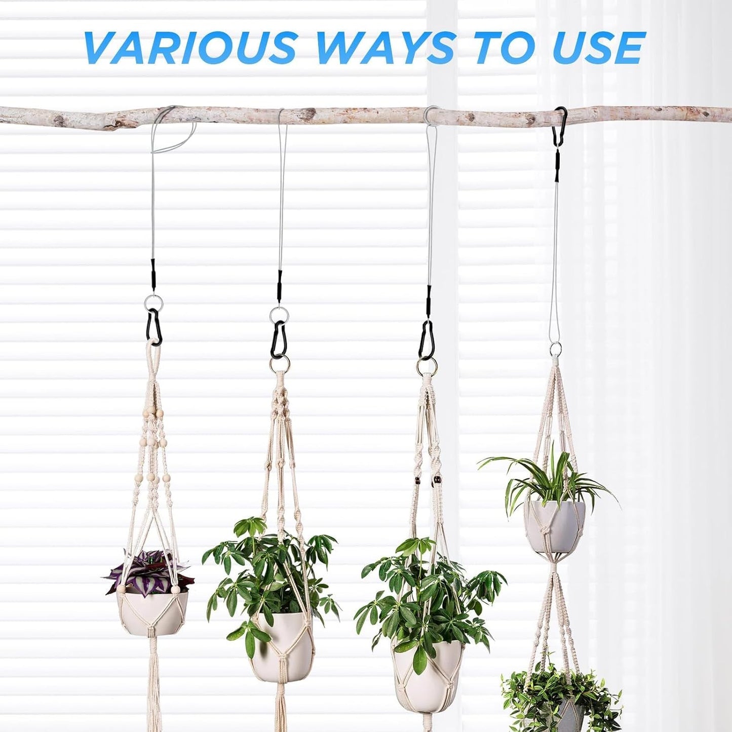 SDTC Tech 2 Pack Hanging Straps with Carabiner Hook 8 Inch Hanging Chain Cable Rope for Bird Feeders, Tree, Plant Extenders, Lanterns, Yard Christmas Decorations