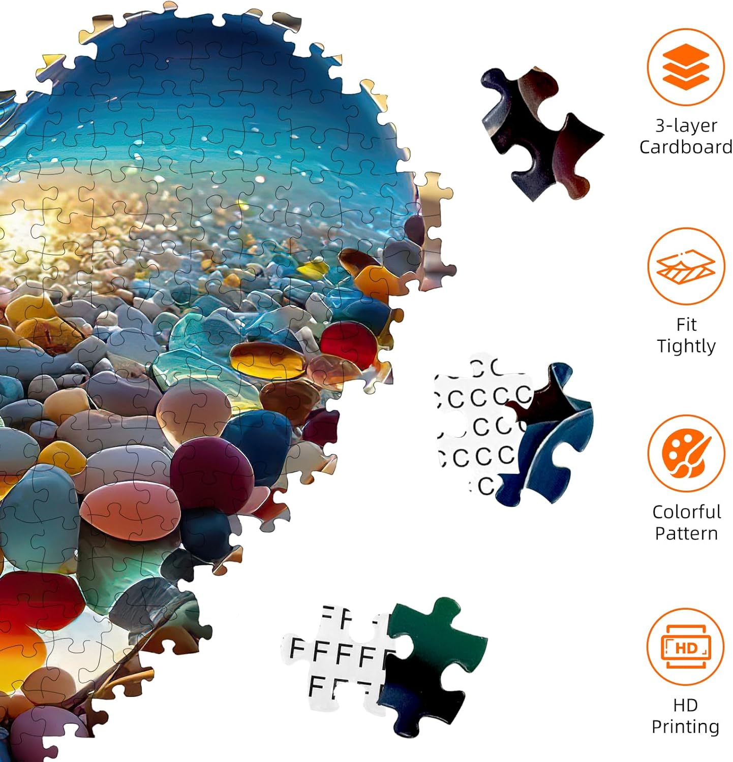 Jigsaw Puzzles for Adults 1000 Pieces, Love Pebbles Beach Puzzle, Impo