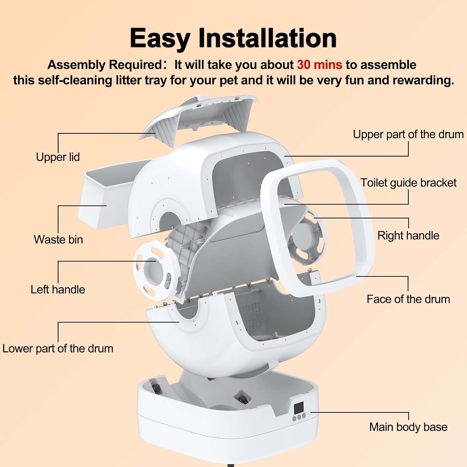 Automatic Cat Litter Box Self Cleaning - APP Control and Weight Monito