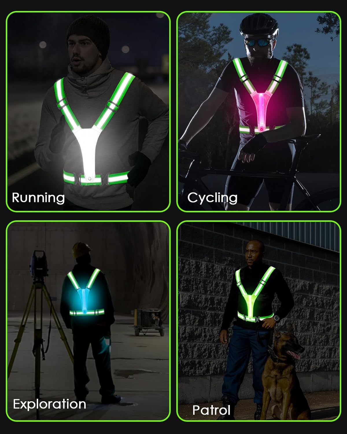 Zacro LED Reflective Vest Running Gear, 5 Lights Colors High Visibilit