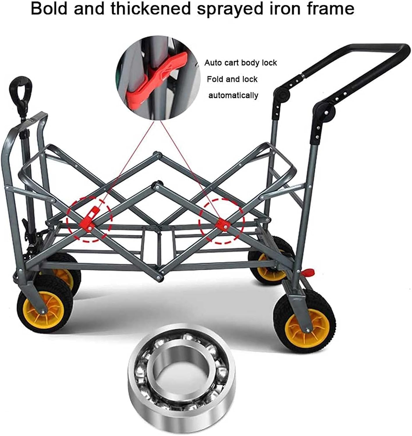 Heavy Duty Wheelbarrow Large All-Terrain Garden Cart Beach Wagons with Big Wheels with Brake Foldable Wagon Cart Suitable for Any Terrain (Blue)
