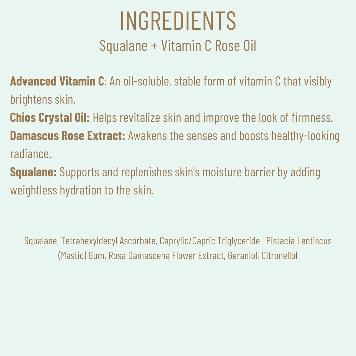 BIOSSANCE Squalane + Vitamin C Rose Advanced Facial Oil - Brightening,