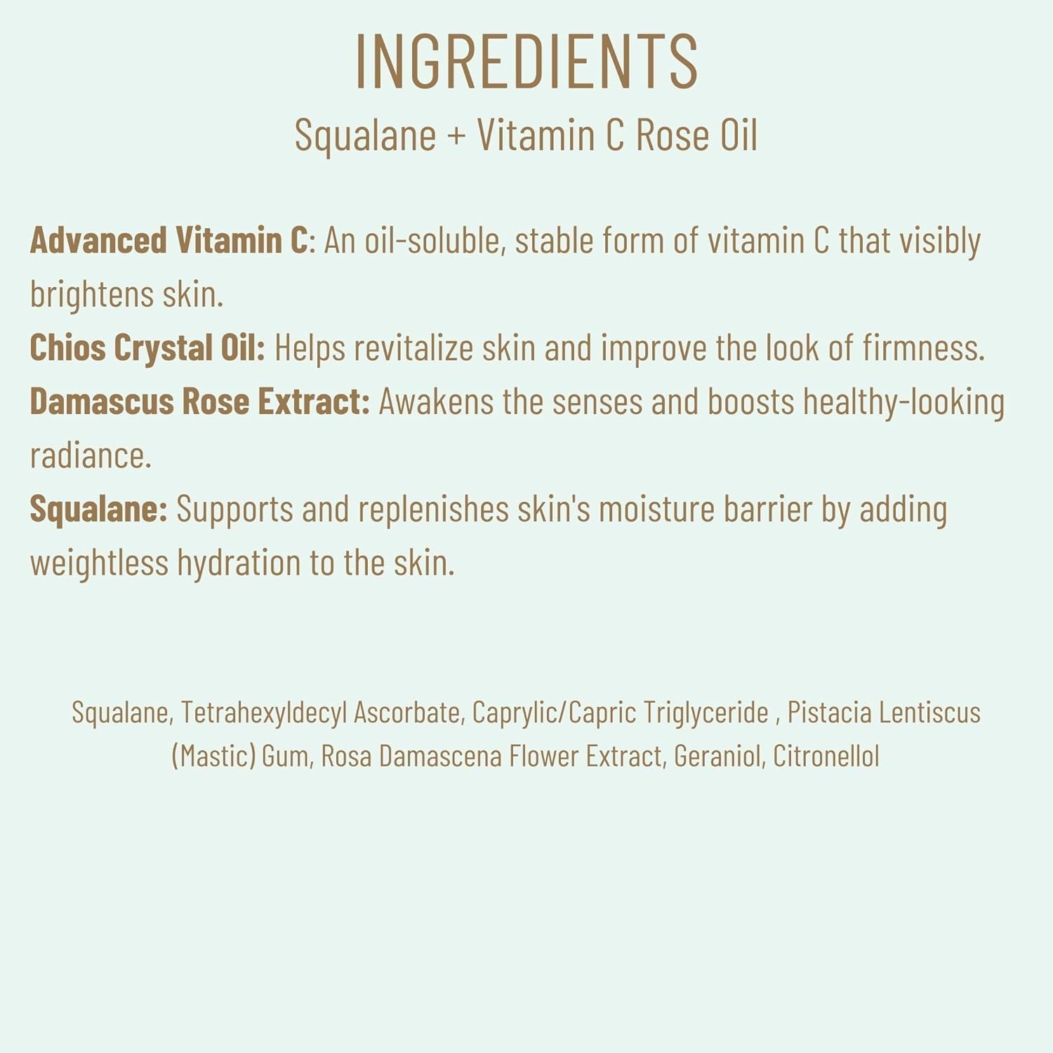 BIOSSANCE Squalane + Vitamin C Rose Advanced Facial Oil - Brightening,