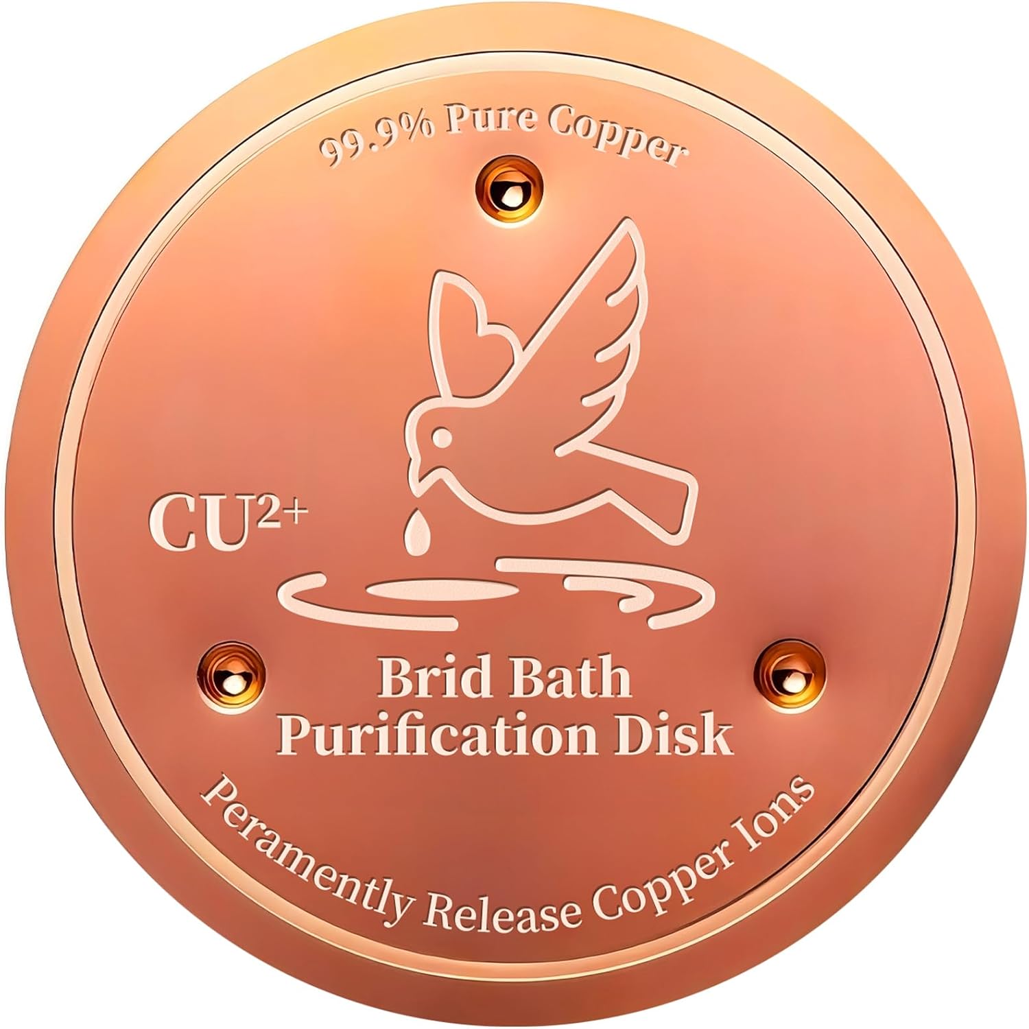 Bird Bath Copper Disk, 99.99% Pure Copper Cleaning Disk, Natural Clean