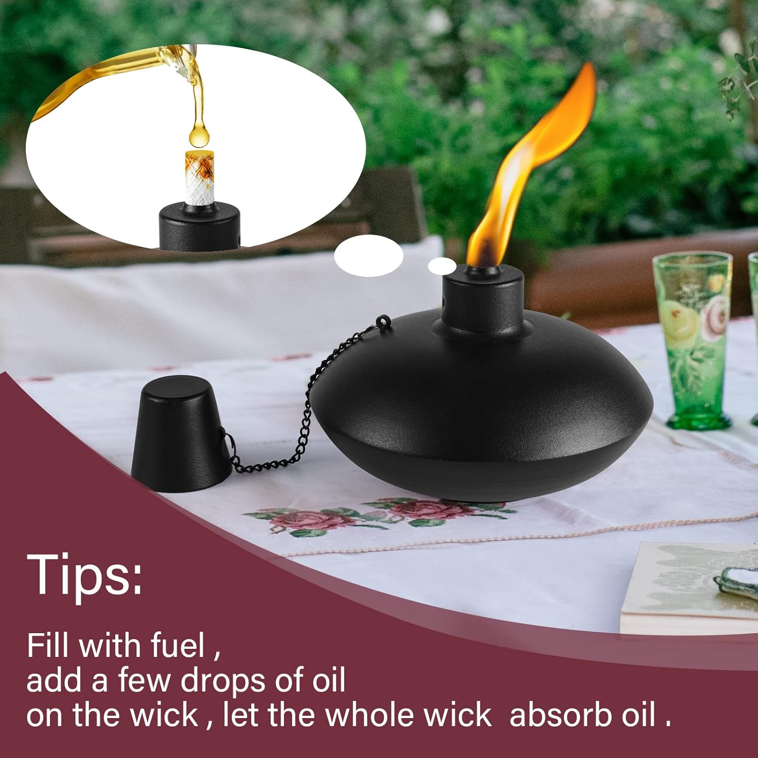 ZSZMFH 4 Pack Metal Table Top Torches,18 oz Citronella Torches for Out