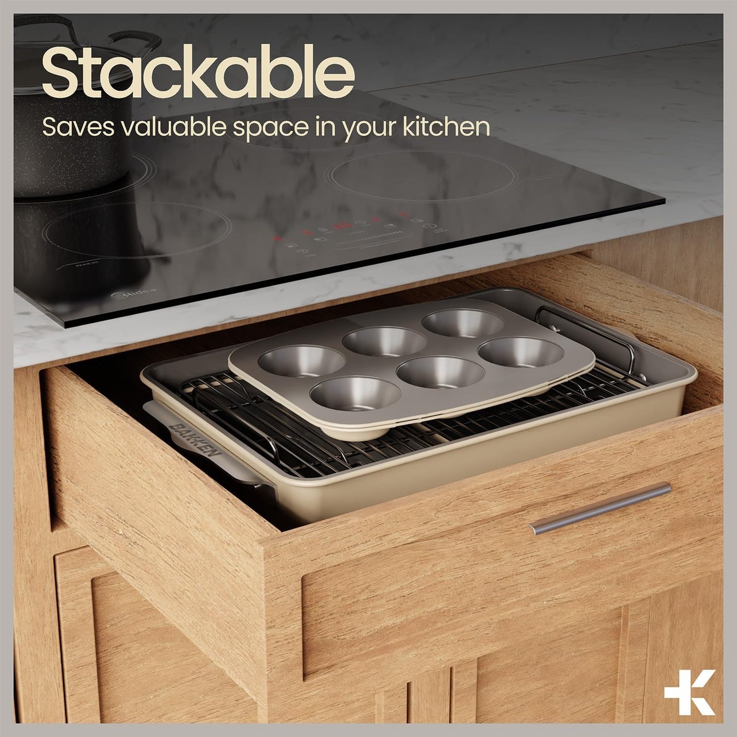 Bakken 8-Piece Ceramic Coated Bakeware Sets, Nonstick Aluminized Steel