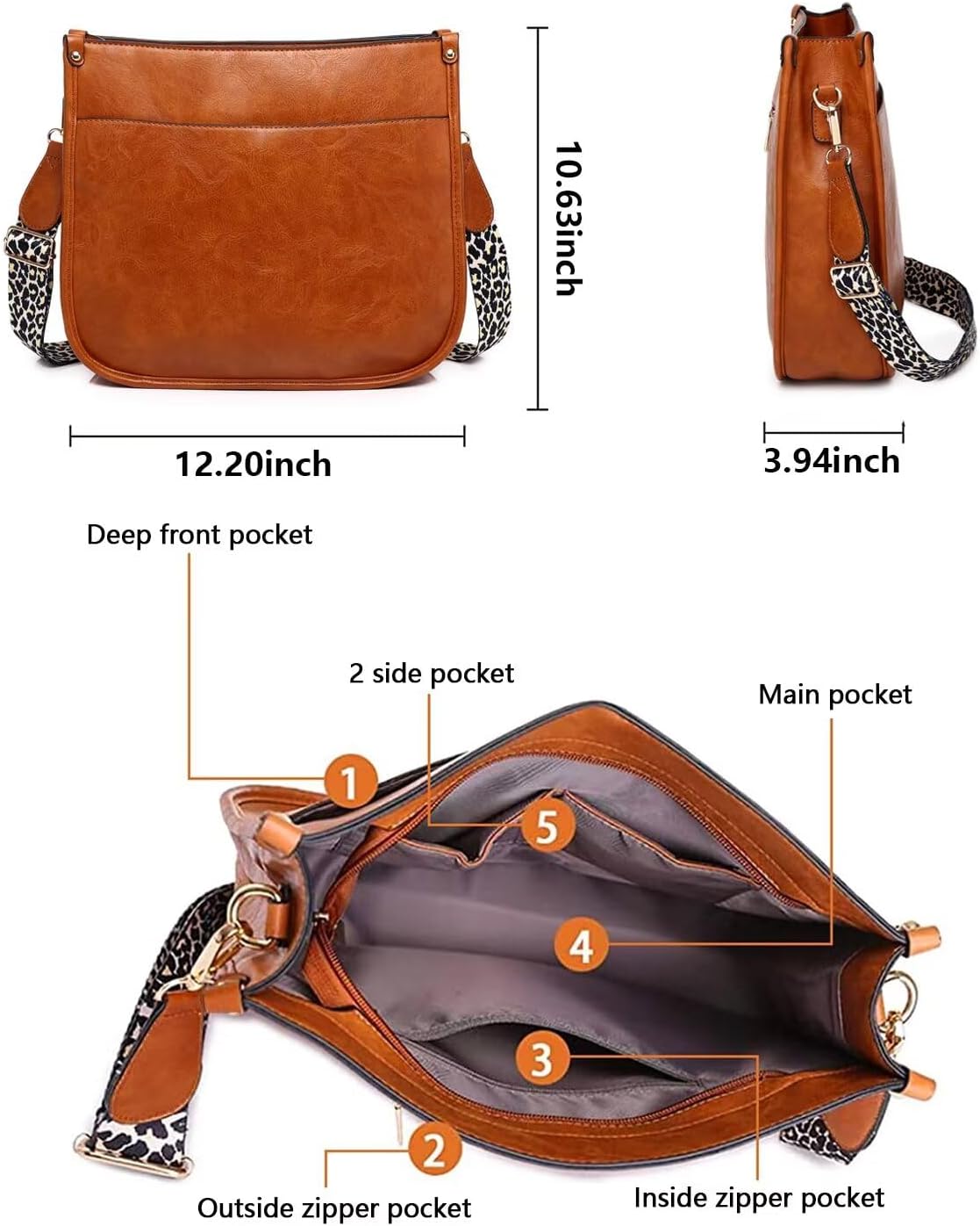 AUYOCO Vegan Leather Crossbody Bags for Women, Crossbody Purse with Gu