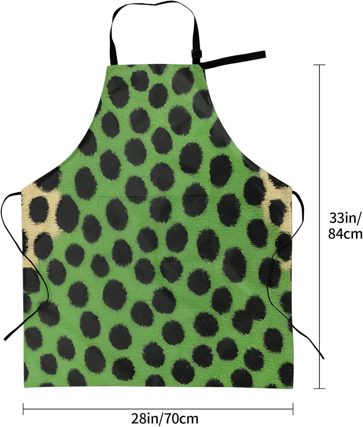 YANYU Green Leopard Print 28x33 In Kitchen Apron Stylish Chef Apron with Pockets for Cooking Baking Painting
