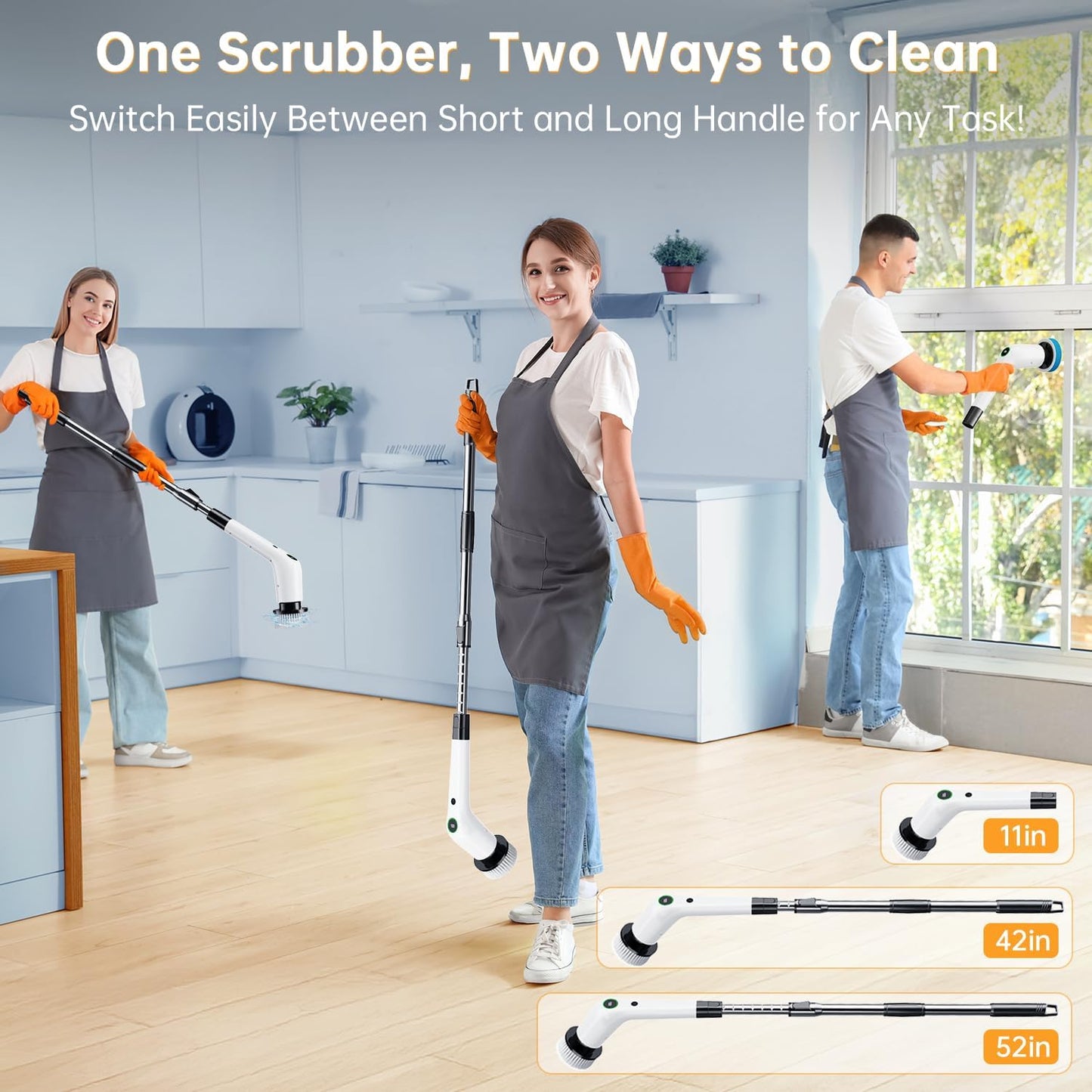 Electric Spin Scrubber, Cordless Shower Scrubber with 8 Scrub Brush, 2