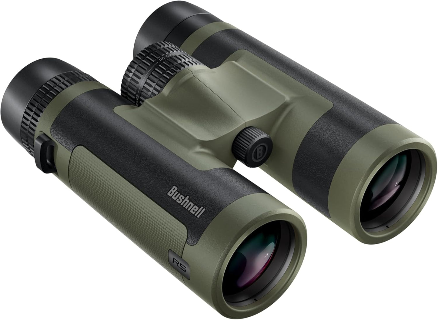 Bushnell R5 10x42 Binoculars - Waterproof, Dielectric Multi-Coated Optics with EXO Barrier Lens Protection for Long Range Viewing and Hunting, Includes Vault Lite Bino Chest Harness & Neck Strap