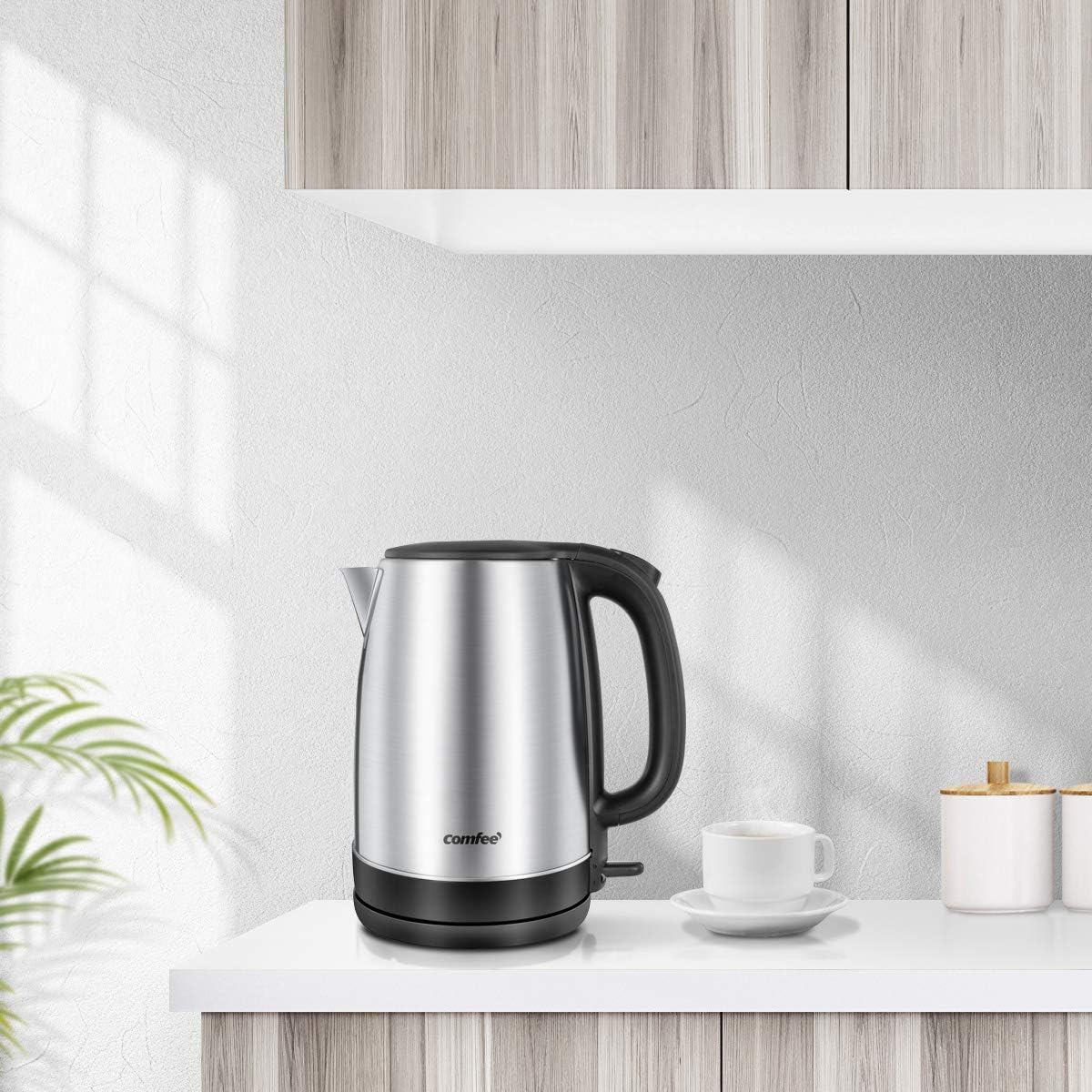 COMFEE' 1.7L Stainless Steel Electric Tea Kettle, BPA-Free Hot Water K
