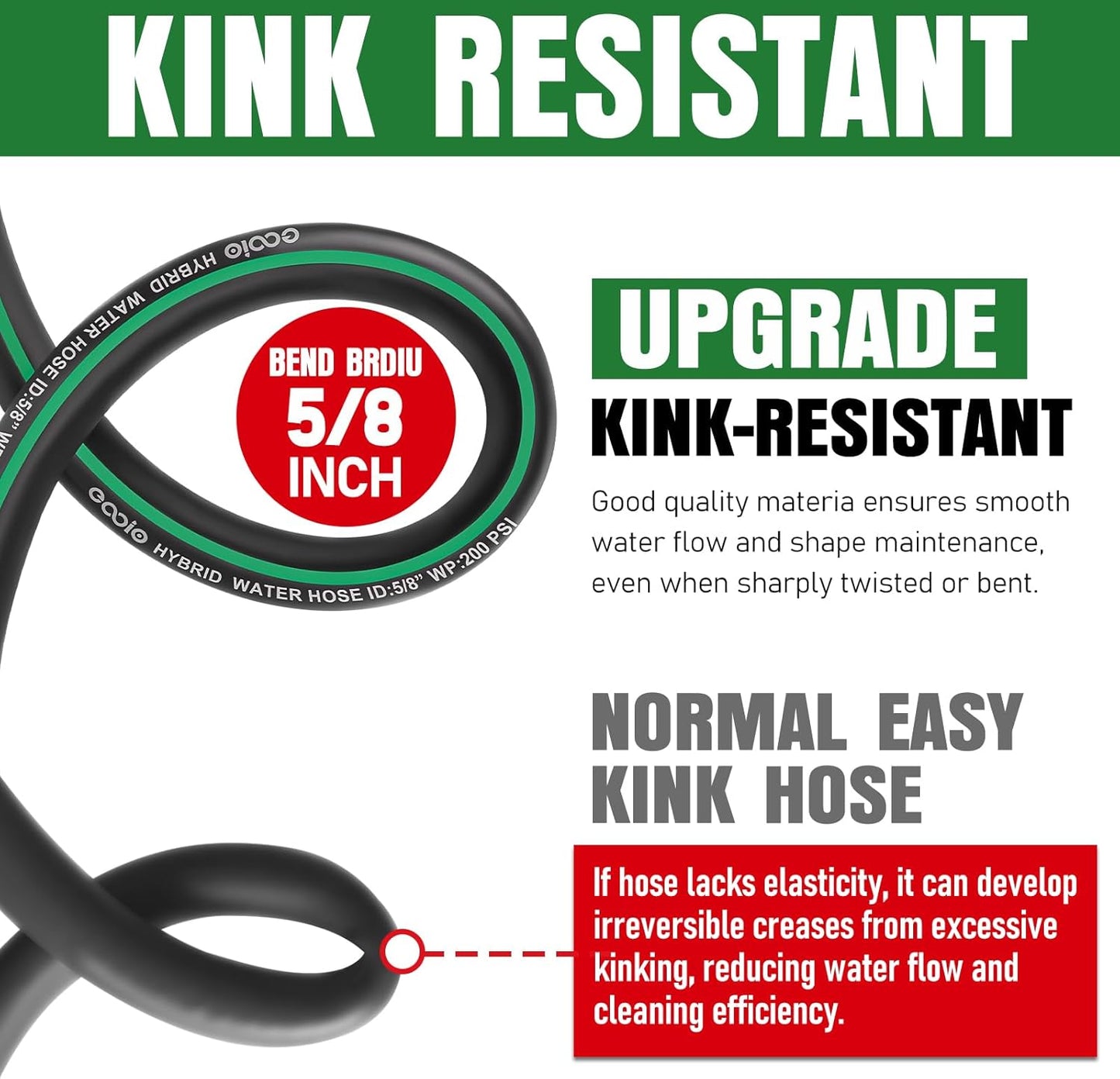 Heavy Duty Garden Hose 25ft, NON-EXPANDABLE Flexible Water Hose, Kink 