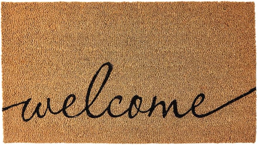 KANKUN Coco Coir Door Mat with Heavy Duty Backing, Welcome Doormat (17" x 30"), Doormat Entrance (Welcome1-1Pack)