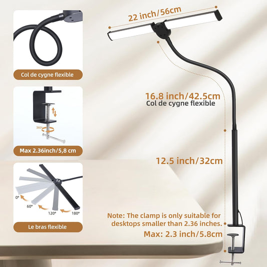 Led Desk Lamp for Home Office, Eye-Care Architect Light with Clamp, Sm