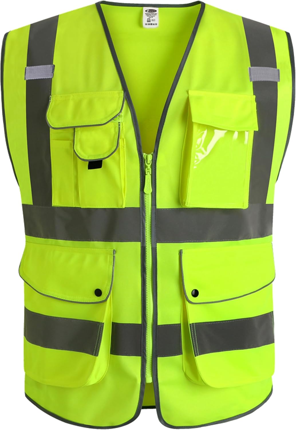 JKSafety 9 Pockets Class 2 High Visibility Zipper Front Safety Vest Wi