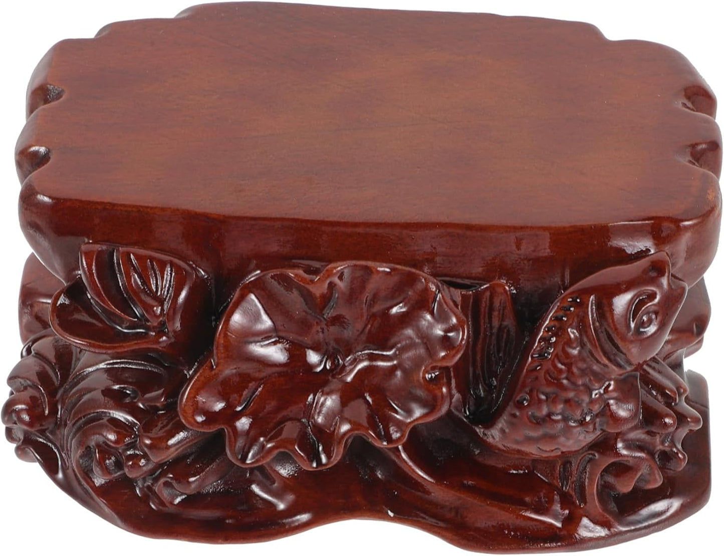 PRETYZOOM Wooden Pedestal Stand for Plants and Decorations Carved Solid Wood Riser Display Tray Elegant Flower Pot Base for Home Decor Unique Centerpiece for Dining Table and Counter