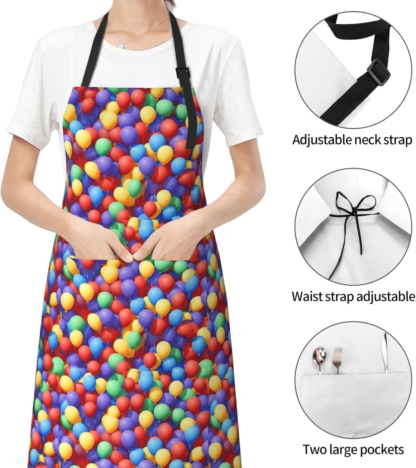 YANYU Cartoon Balloon Print 28x33 In Kitchen Apron Stylish Chef Apron 