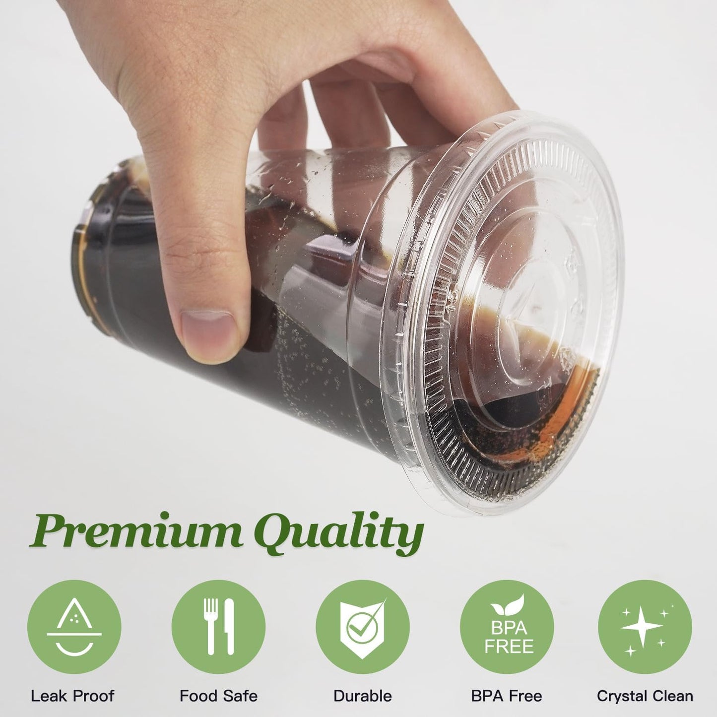 Charmount 100 Sets- 20 oz Clear Plastic Cups with Lids and Straws, Disposable To Go Cups for Cold Drinks, Coffee Bar Accessories, Iced Coffee, Smoothies | with Lids and Straws, Disposable, To Go Cups, for Cold Drinks, Iced Coffee, Milkshakes