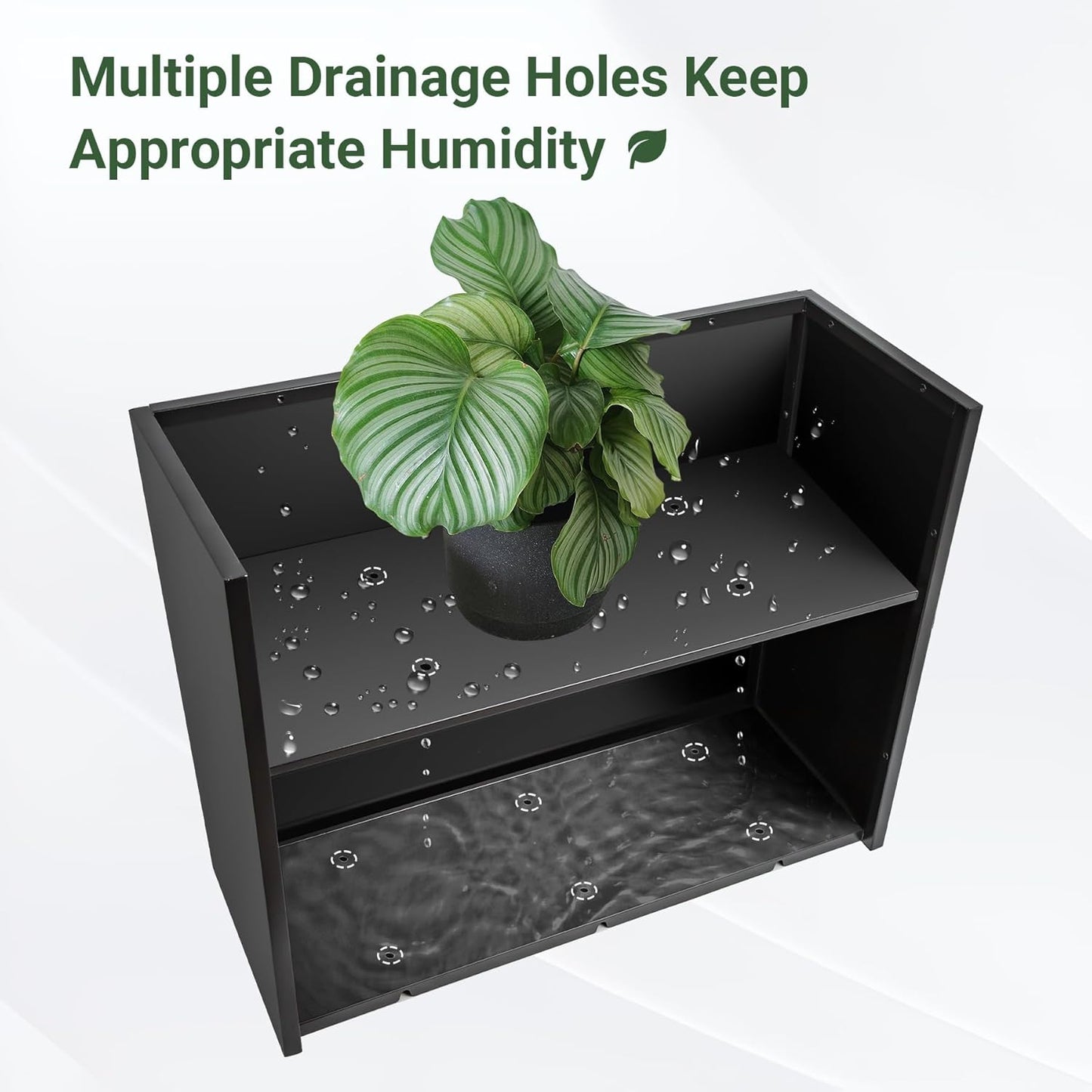 36" Metal Planter Box, Large Rectangular Window Box with Drainage Holes & Rust-Proof Coating, Modern Outdoor/Indoor Flower Box for Balcony, Patio & Herbs, Black