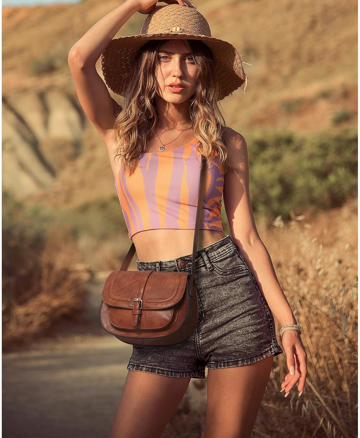 AFKOMST Crossbody Bags for Women,Small Saddle Purse and Boho Cross Bod