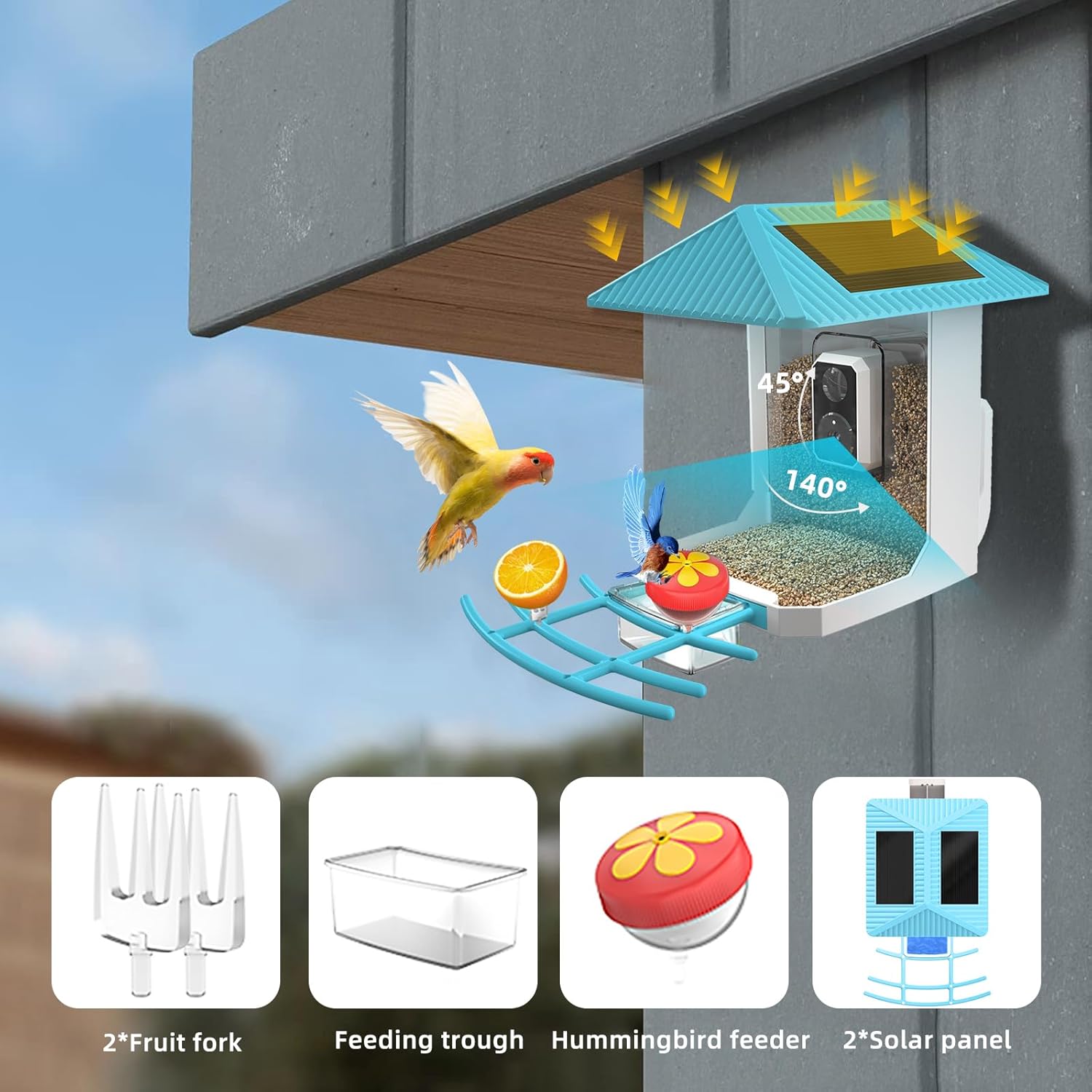 2K Smart Bird Feeder with Camera, 2.5L Ai Smart Bird House for Outdoor
