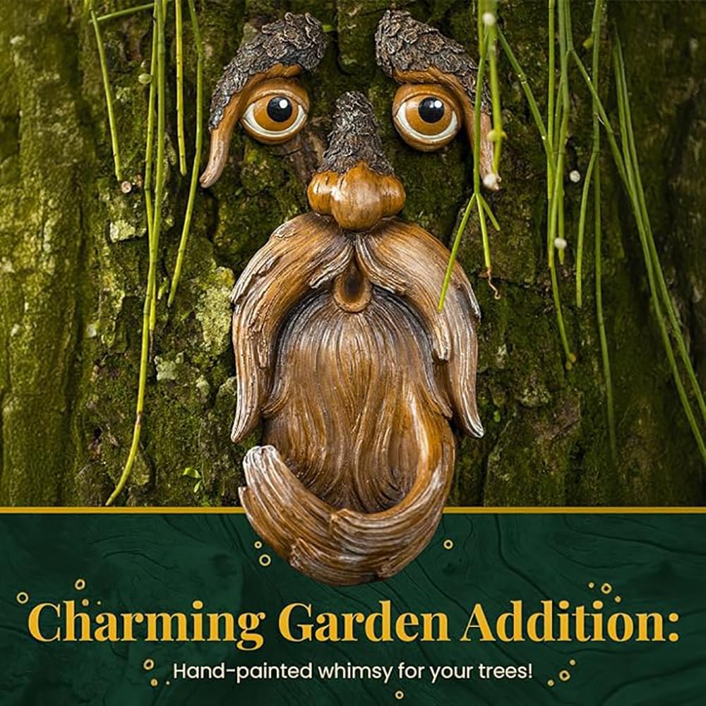 GOLDY&WENDY Tree Face Bird Feeder Resin Yard Art Garden Tree Faces Ornament Decoration Outdoor