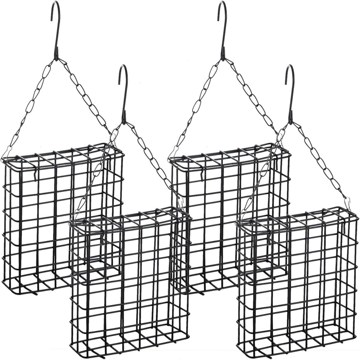 4 Pack Suet Bird Feeders Outdoor Suet Cake Feeder Garden Cages for Outside Hanging Metal Garden Yard Wildbird Woodpeckers Feeding(Black)