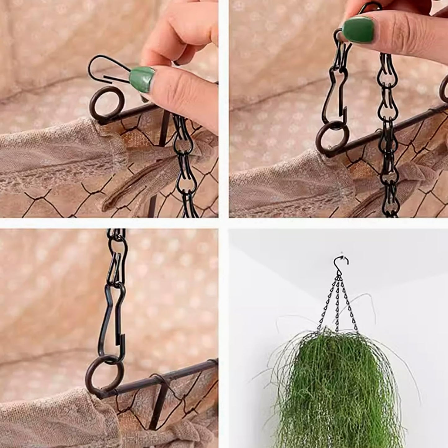 Siutaga 3 Pieces 15.7 inch Black Hanging Basket Chain with Hooks Flowe